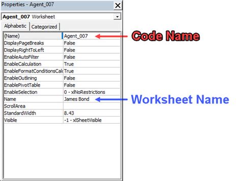 worksheet code name vba