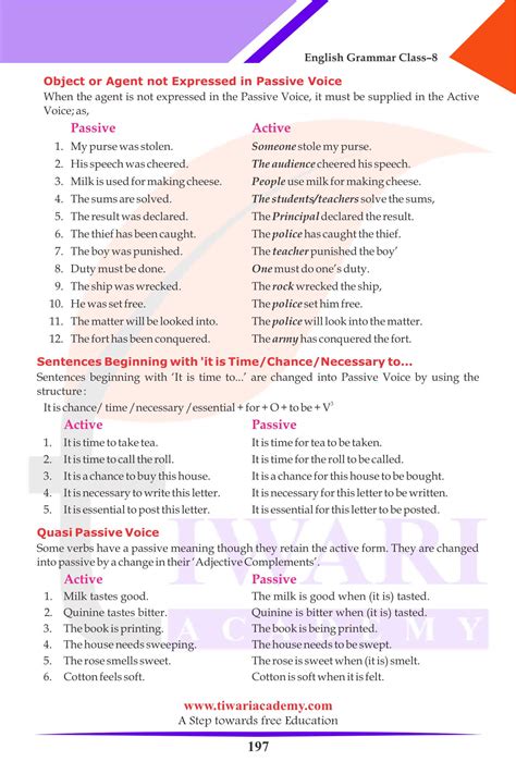 worksheet on active and passive voice for class 8 pdf with answers icse