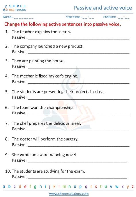 worksheet on active and passive voice with answers for class 6
