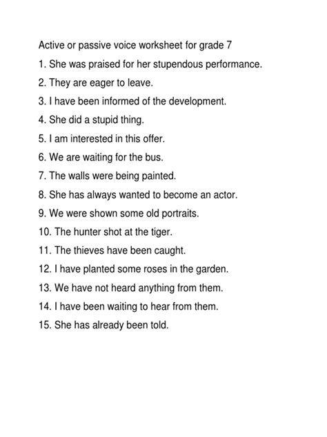 worksheet on active and passive voice with answers pdf class 7