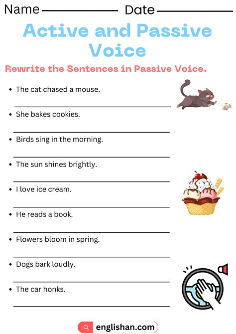 worksheet on active and passive voice with answers pdf class 9