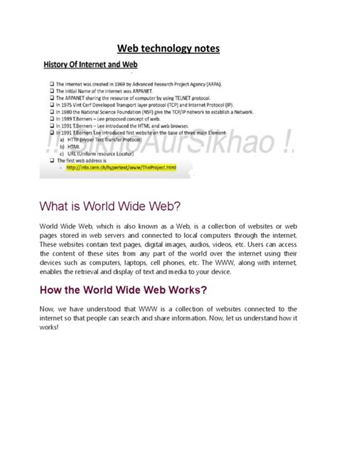world wide web notes pdf