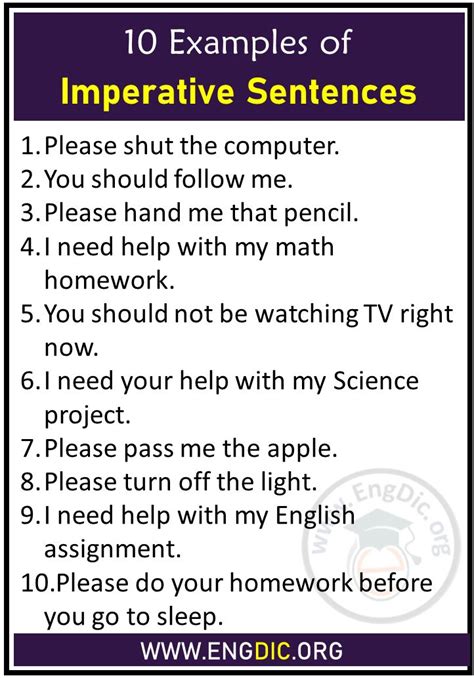 write 10 example of imperative sentence