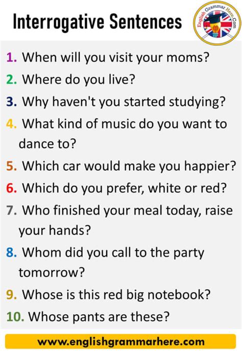write 10 sentences in interrogative form