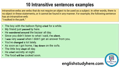 write 10 sentences of intransitive verb