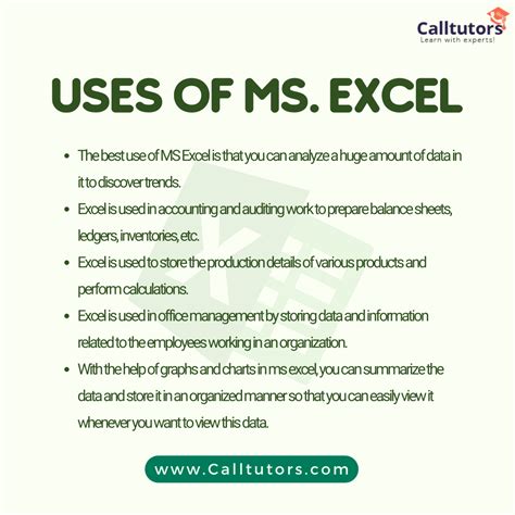 write 10 uses of ms excel
