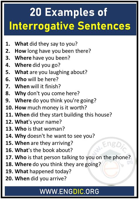 write 20 examples of interrogative sentence