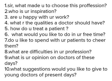 write 8 10 questions to interview a doctor with answers