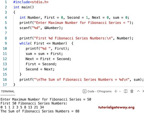 write a c program using function to generate the fibonacci series