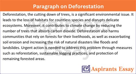 write a paragraph on deforestation in 100 words