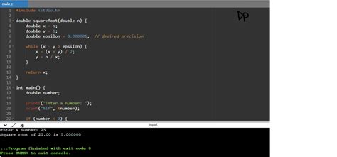 write a program to find square root of a number