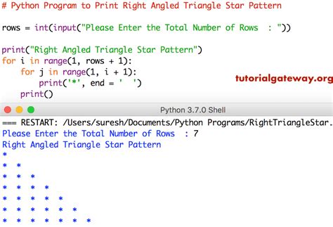write a program to print right angled triangle pattern in python
