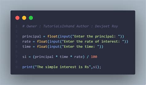 write a python program for calculating simple interest