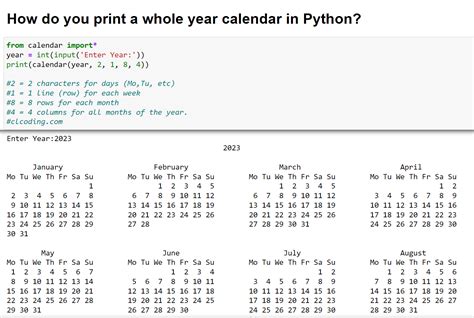 write a python program to generate calendar for the given month and year
