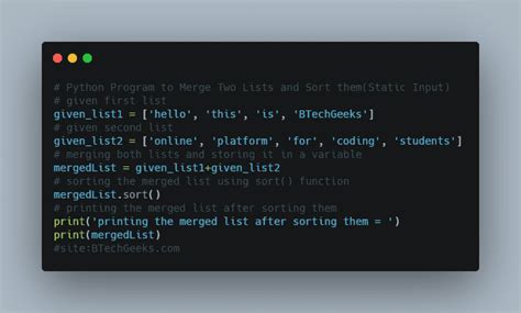 write a python program to merge two lists and sort it