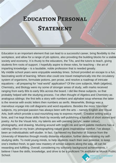 write a statement about your personal and educational background