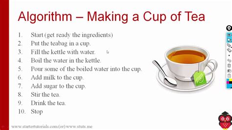 write an algorithm to prepare a cup of tea computer