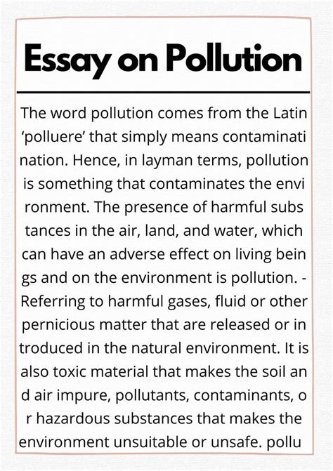 write an article on topic pollution