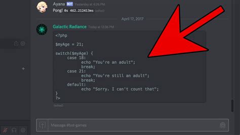 write code in discord