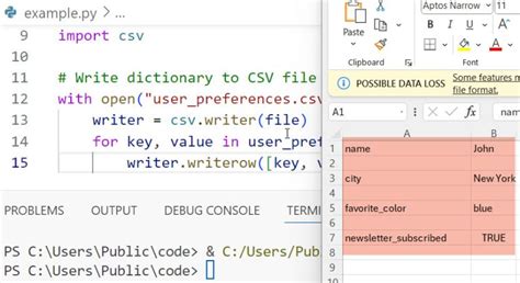 write dictionary to csv file python