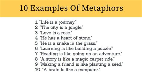 write down five example of metaphor