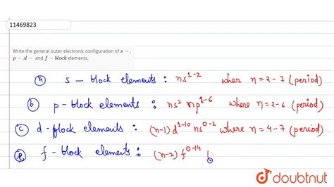 write down the general electronic configuration of p block elements