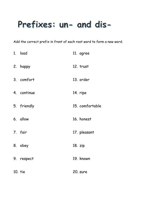 write five words using prefix dis