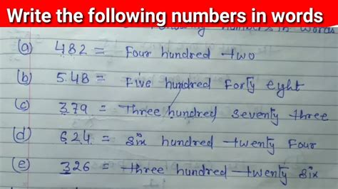 write following words in numbers