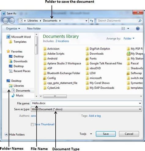 write steps to create and save a file in ms word