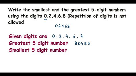 write the smallest and greatest 5 digit number using