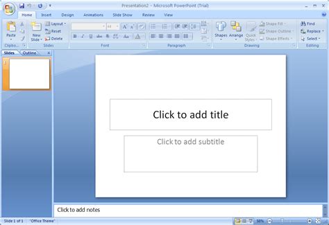 write the steps to create a blank presentation