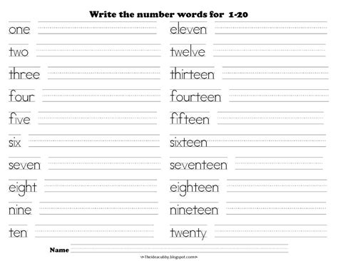 write the words in numbers worksheet with answers