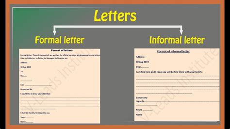 write two formal and informal letter class 7