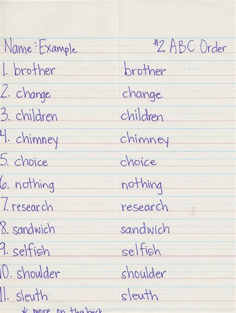 write your spelling list in alphabetical order