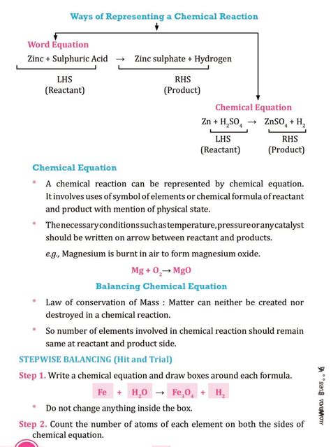 writing a chemical equation class 10 notes pdf