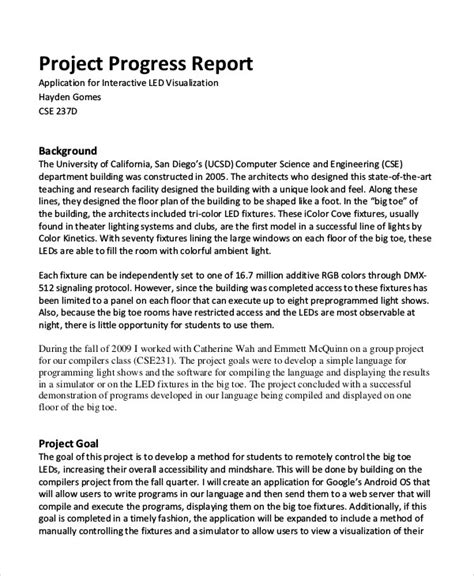 writing a project progress report