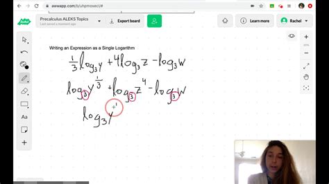 writing an expression as a single logarithm aleks