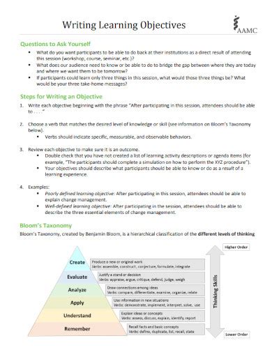 writing learning outcomes examples pdf
