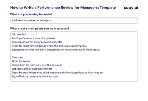 writing performance reviews examples for managers