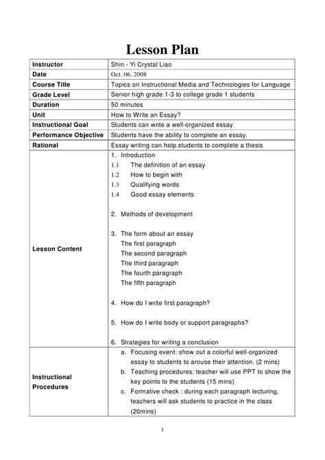 writing plan examples