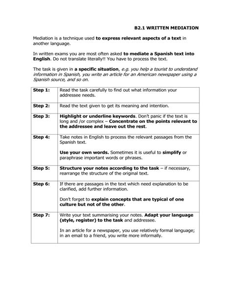 written mediation b2 examples eoi
