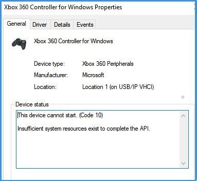 xbox 360 controller this device cannot start code 10