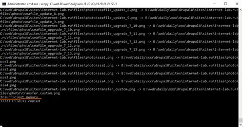 xcopy insufficient memory error windows 10