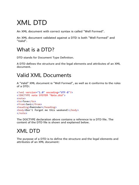 xml dtd examples pdf