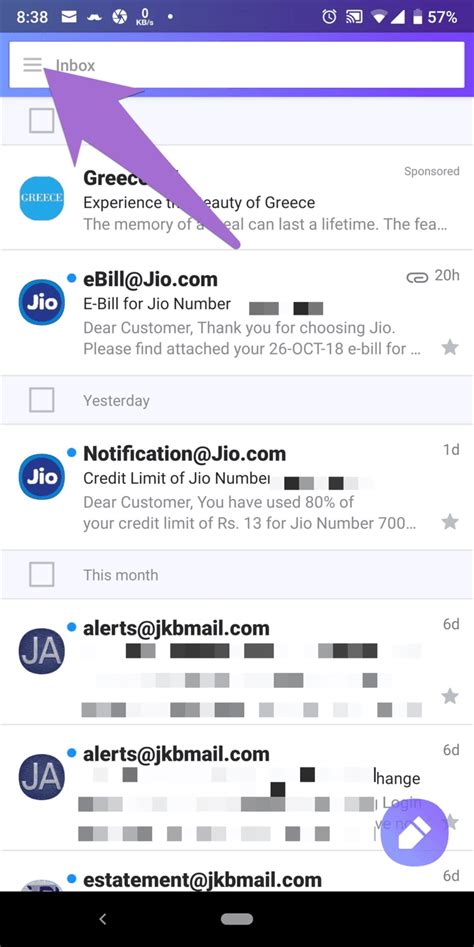 yahoo mail inbox settings android