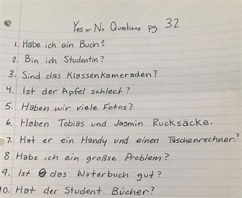yes no questions in german examples with answers