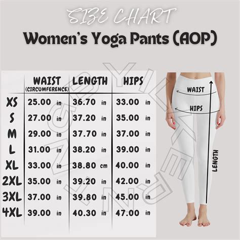 Yoga Pants Size Chart
