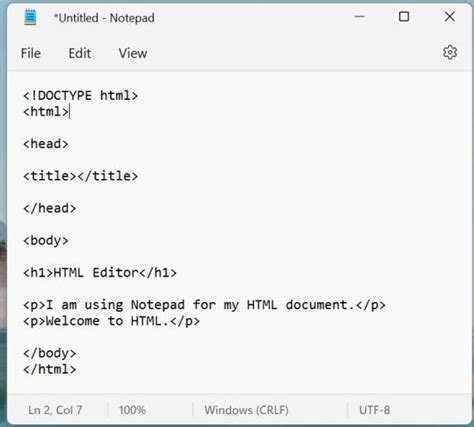 you can write html code in notepad text editor