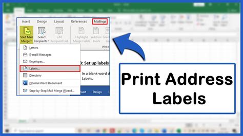 youtube how to print address labels from excel