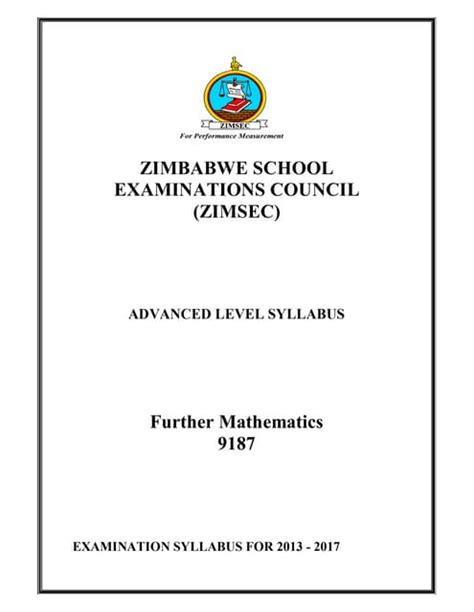 zimsec a level mathematics syllabus 2025 pdf